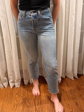 Levi's Light Blue High-Rise Ankle Straight Jeans